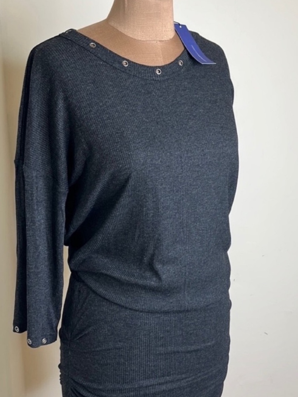 Gray Ribbed Dress With Grommets Rebecca Minkoff Ori Mini Dress Small NWT